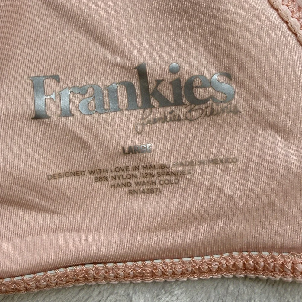 Frankies Bikinis‎ Ribbed Cutout Bikini Top Peach Pink Large Malibu